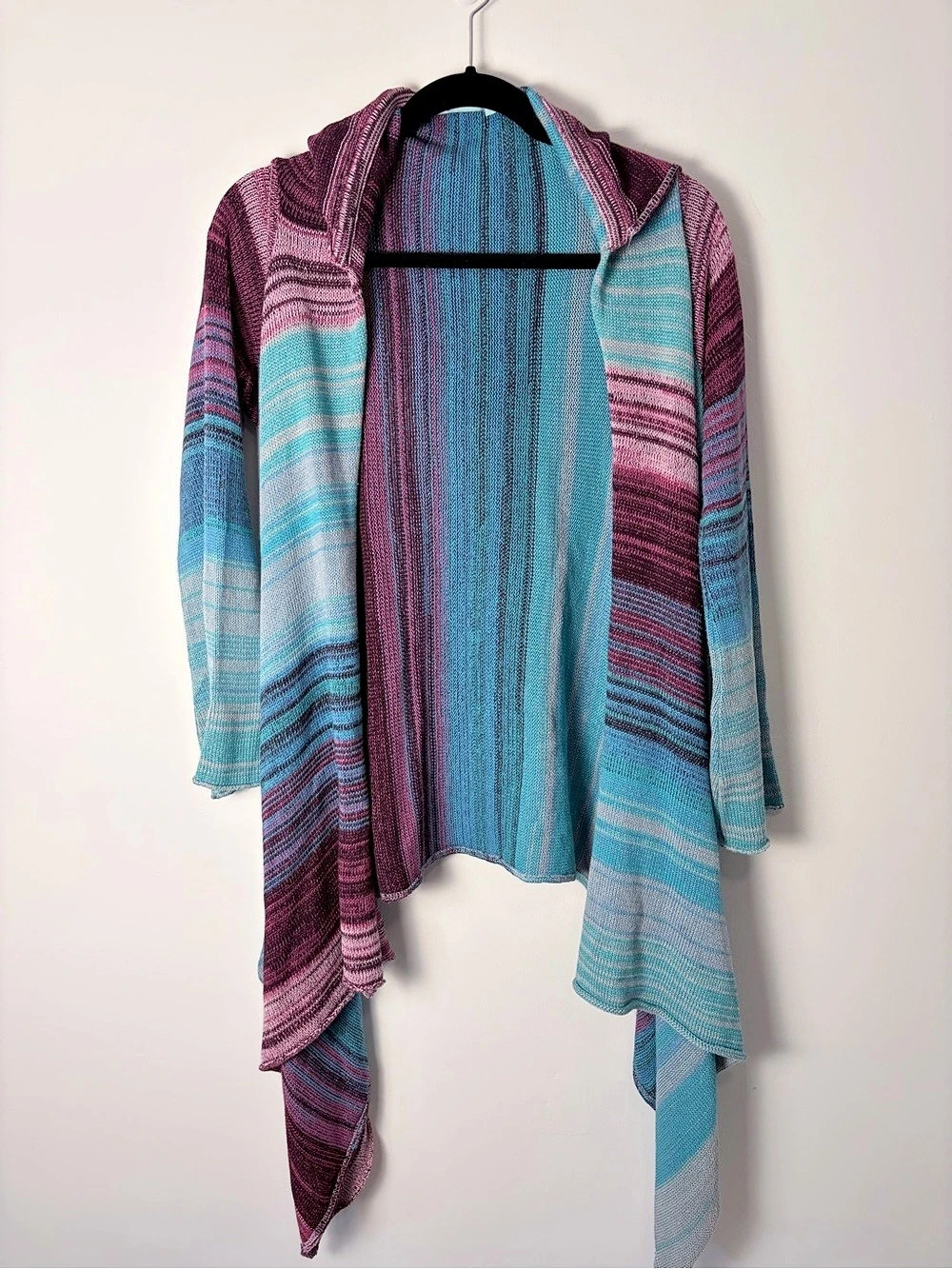 goddis Leona Hydrangea Striped Knit Shrug in Blue & Pink S/M